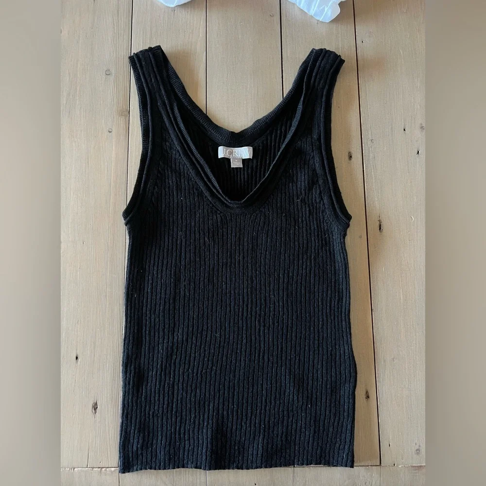 J.Crew Black Ribbed Sleeveless Sweater Top Medium